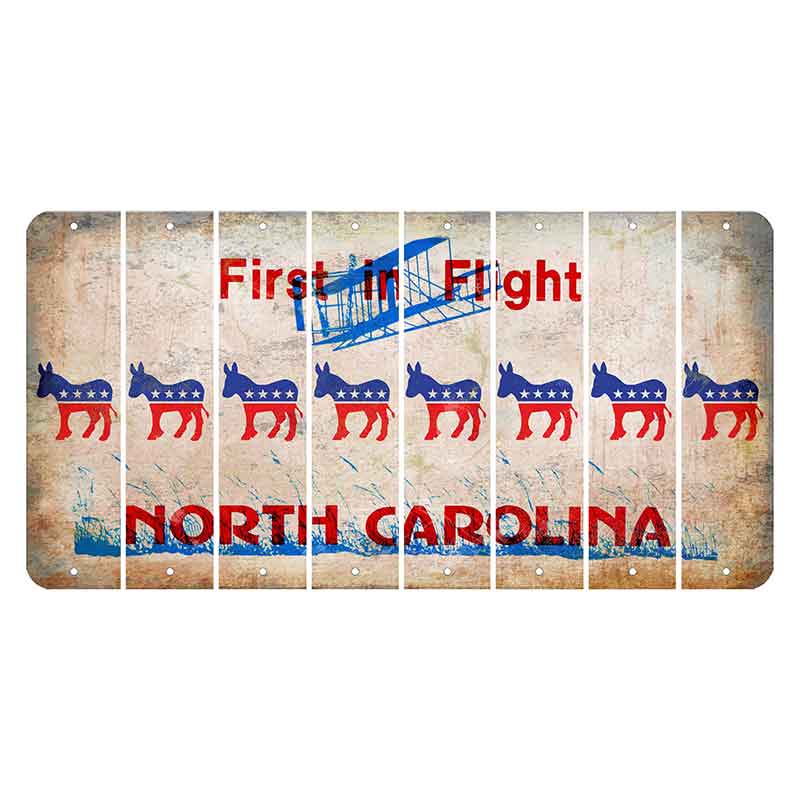 North Carolina First in Flight Cut License Plate Strips (Set of 8) Democrat