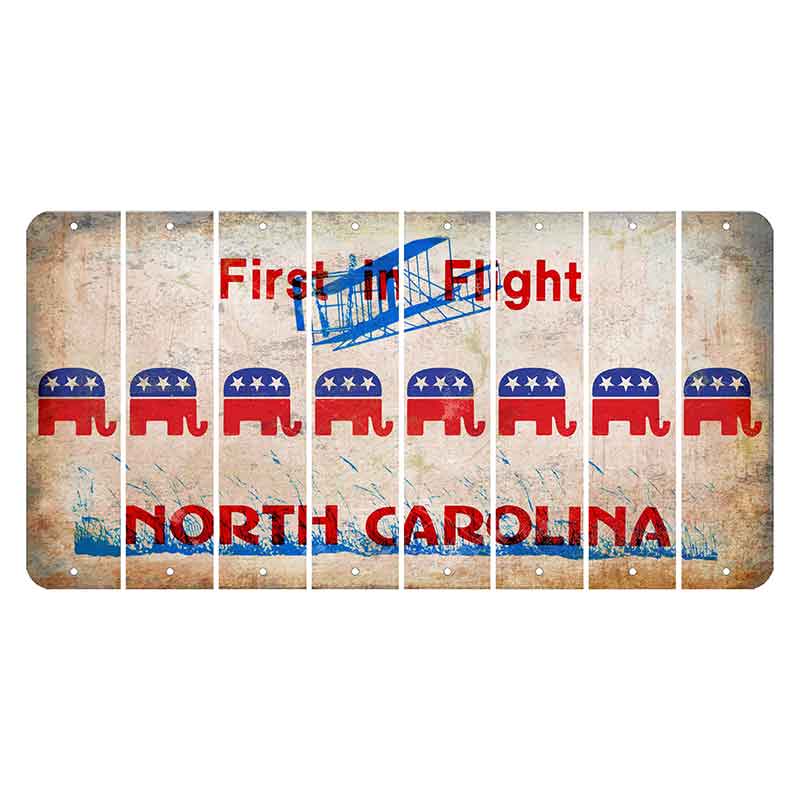 North Carolina First in Flight Cut License Plate Strips (Set of 8) Republican