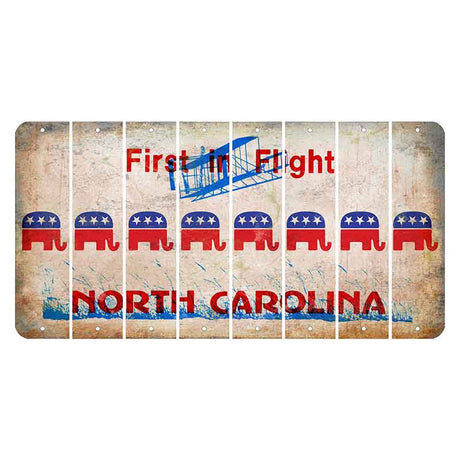 North Carolina First in Flight Cut License Plate Strips (Set of 8) Republican