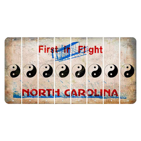 North Carolina First in Flight Cut License Plate Strips (Set of 8) Yin Yang