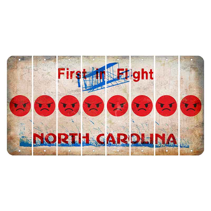 North Carolina First in Flight Cut License Plate Strips (Set of 8) Emoji - Angry