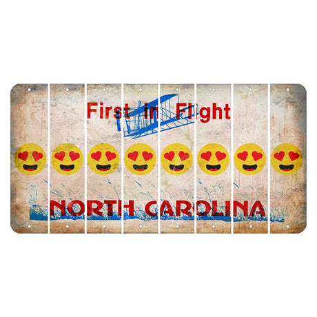 North Carolina First in Flight Cut License Plate Strips (Set of 8) Emoji - Heart Eyes