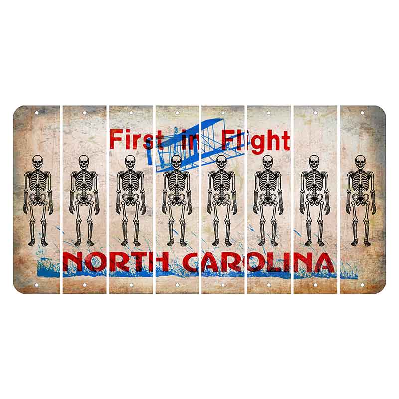 North Carolina First in Flight Cut License Plate Strips (Set of 8) Skeleton