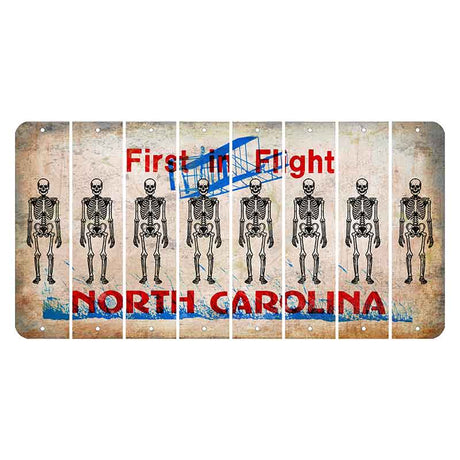 North Carolina First in Flight Cut License Plate Strips (Set of 8) Skeleton