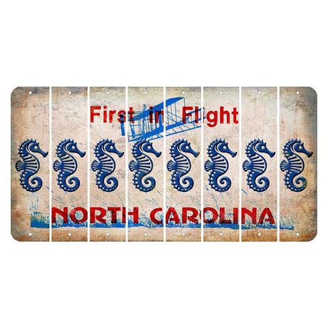 North Carolina First in Flight Cut License Plate Strips (Set of 8) Seahorse