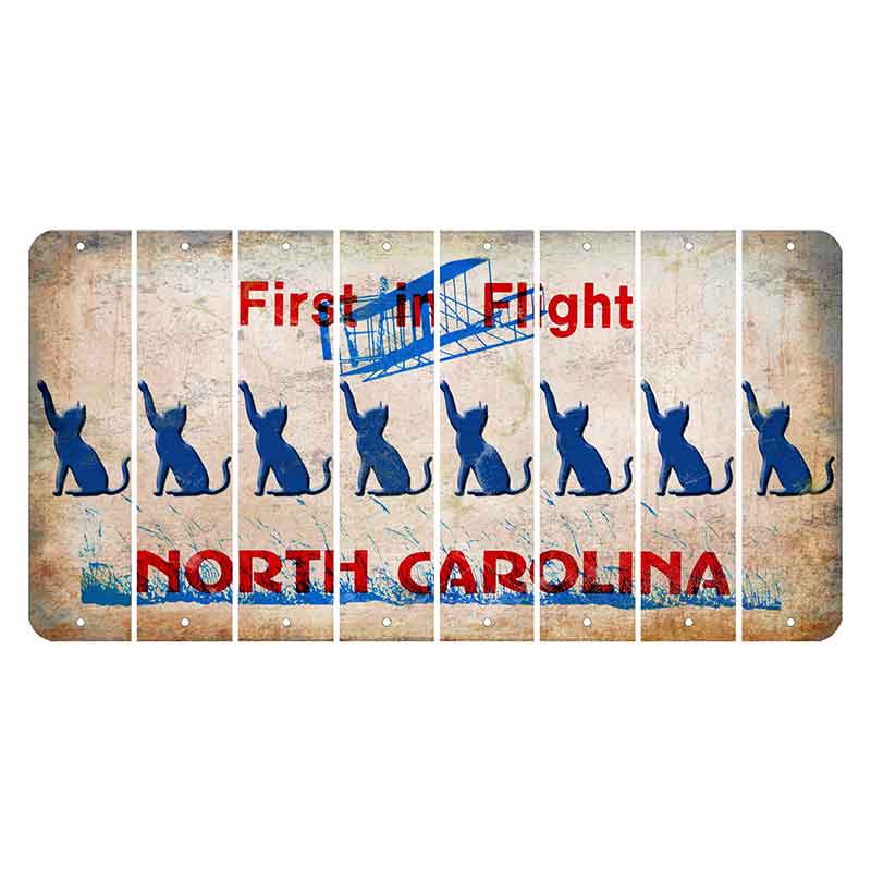 North Carolina First in Flight Cut License Plate Strips (Set of 8) Cat