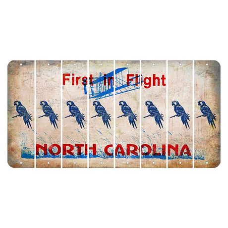 North Carolina First in Flight Cut License Plate Strips (Set of 8) Parrot