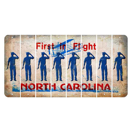 North Carolina First in Flight Cut License Plate Strips (Set of 8) Police Officer