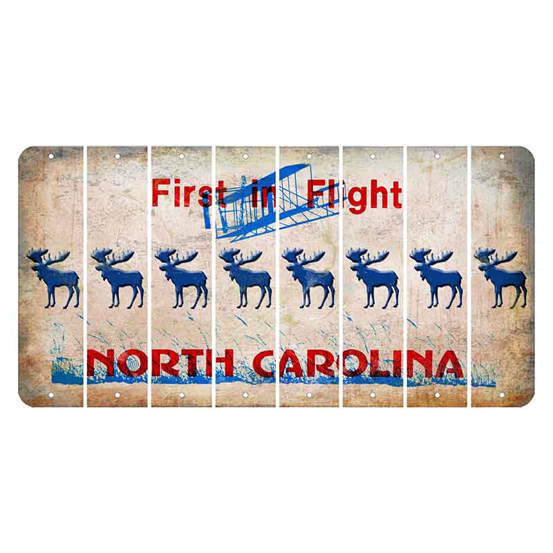 North Carolina First in Flight Cut License Plate Strips (Set of 8) Moose