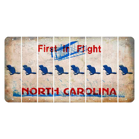 North Carolina First in Flight Cut License Plate Strips (Set of 8) Beaver