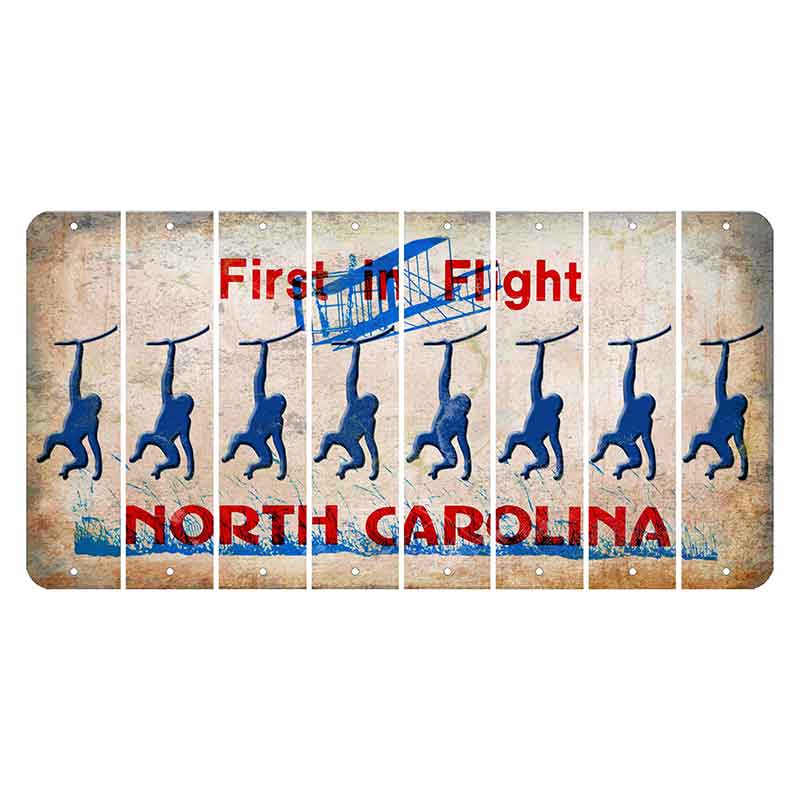 North Carolina First in Flight Cut License Plate Strips (Set of 8) Monkey