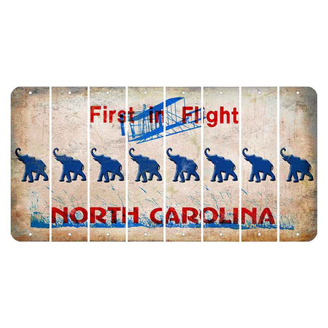 North Carolina First in Flight Cut License Plate Strips (Set of 8) Elephant