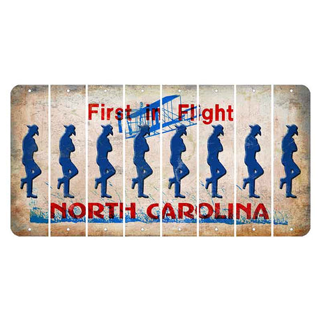 North Carolina First in Flight Cut License Plate Strips (Set of 8) Cowboy - Leaning