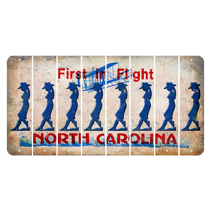 North Carolina First in Flight Cut License Plate Strips (Set of 8) Cowgirl - Leaning