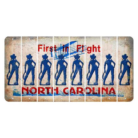 North Carolina First in Flight Cut License Plate Strips (Set of 8) Cowgirl