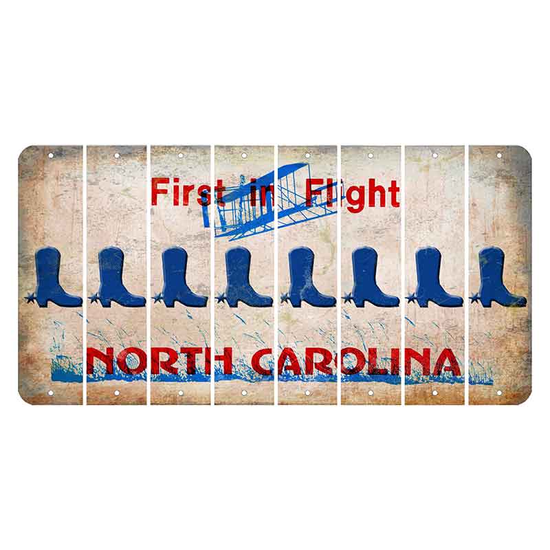 North Carolina First in Flight Cut License Plate Strips (Set of 8) Cowboy Boot