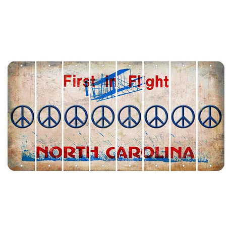 North Carolina First in Flight Cut License Plate Strips (Set of 8) Peace Sign