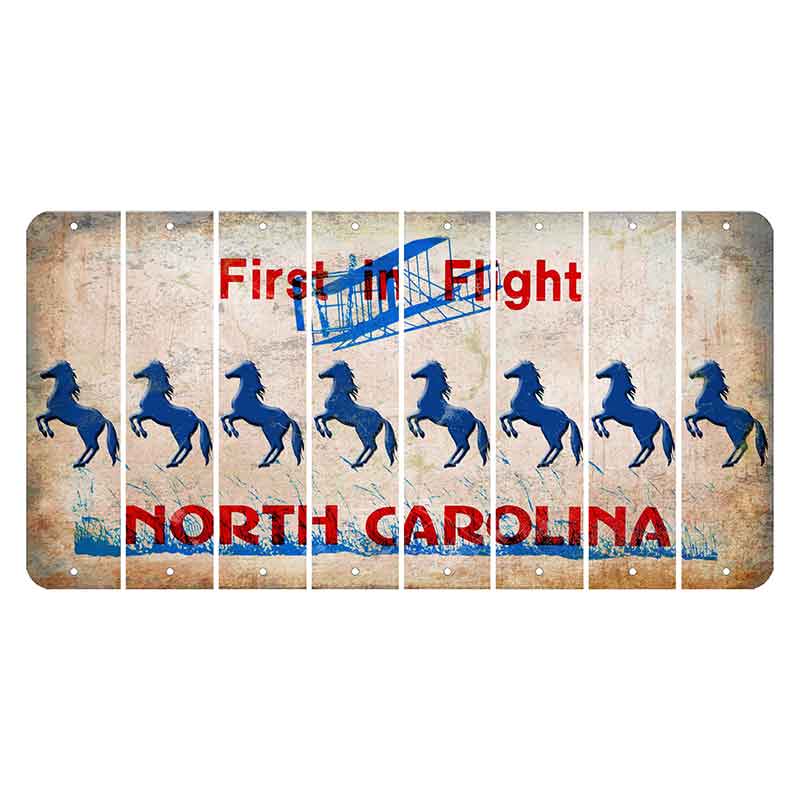 North Carolina First in Flight Cut License Plate Strips (Set of 8) Horse