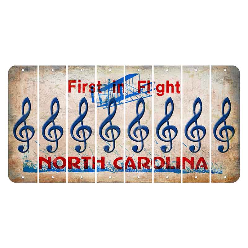 North Carolina First in Flight Cut License Plate Strips (Set of 8) Music Note