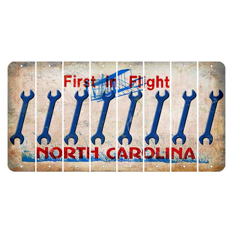 North Carolina First in Flight Cut License Plate Strips (Set of 8) Wrench