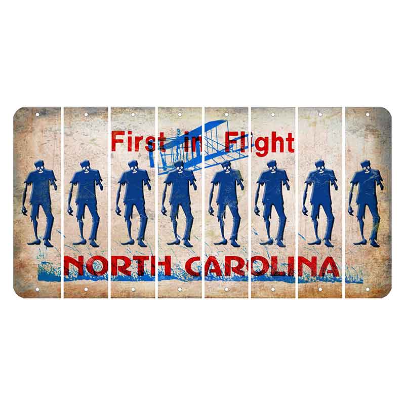 North Carolina First in Flight Cut License Plate Strips (Set of 8) Zombie