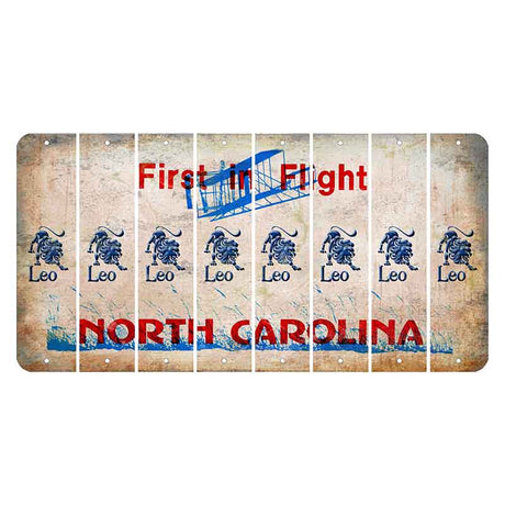 North Carolina First in Flight Cut License Plate Strips (Set of 8) Zodiac Sign - Leo