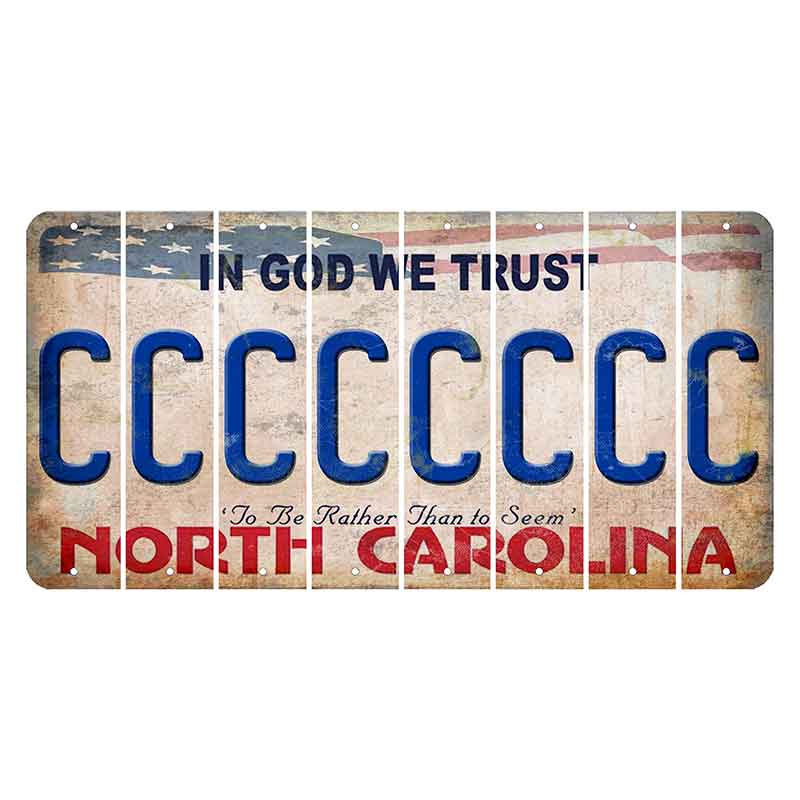 North Carolina In God We Trust Cut License Plate Strips (Set of 8) C