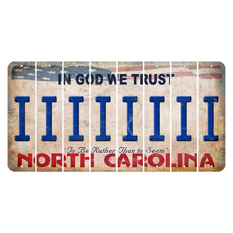 North Carolina In God We Trust Cut License Plate Strips (Set of 8) I