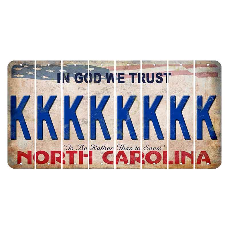 North Carolina In God We Trust Cut License Plate Strips (Set of 8) K