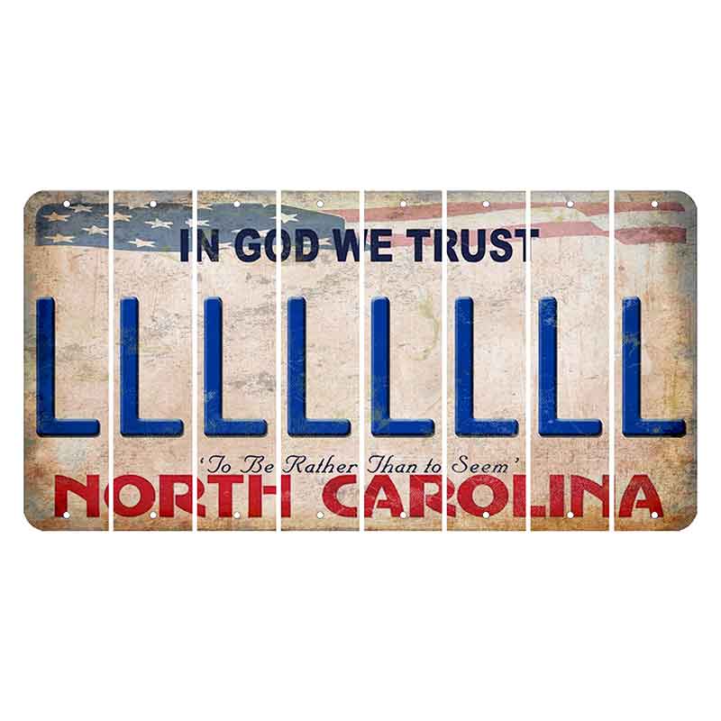 North Carolina In God We Trust Cut License Plate Strips (Set of 8) L