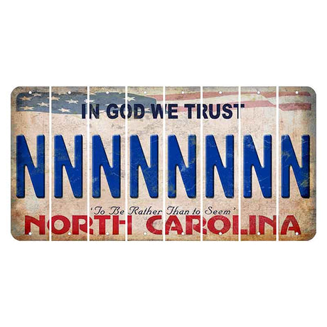 North Carolina In God We Trust Cut License Plate Strips (Set of 8) N