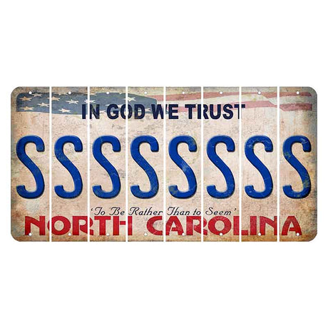 North Carolina In God We Trust Cut License Plate Strips (Set of 8) S