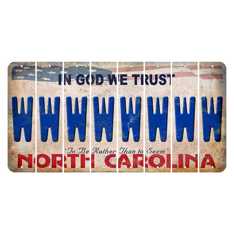 North Carolina In God We Trust Cut License Plate Strips (Set of 8) W