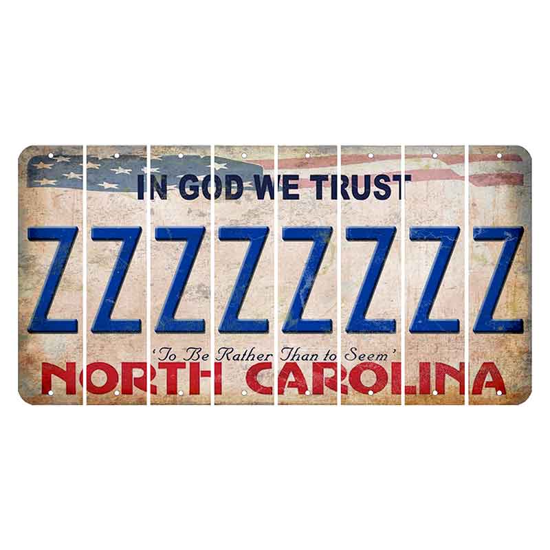 North Carolina In God We Trust Cut License Plate Strips (Set of 8) Z