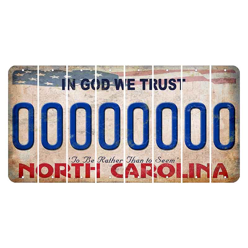 North Carolina In God We Trust Cut License Plate Strips (Set of 8)