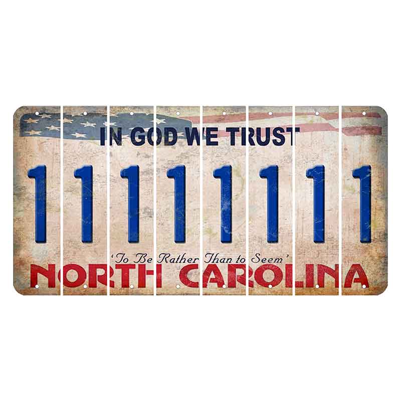 North Carolina In God We Trust Cut License Plate Strips (Set of 8) 1