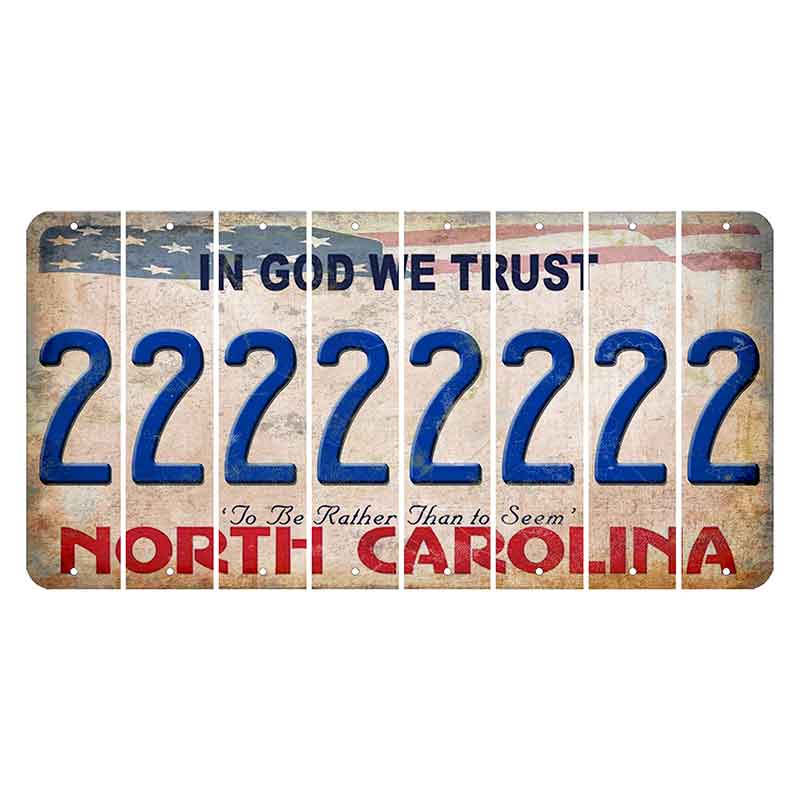 North Carolina In God We Trust Cut License Plate Strips (Set of 8) 2