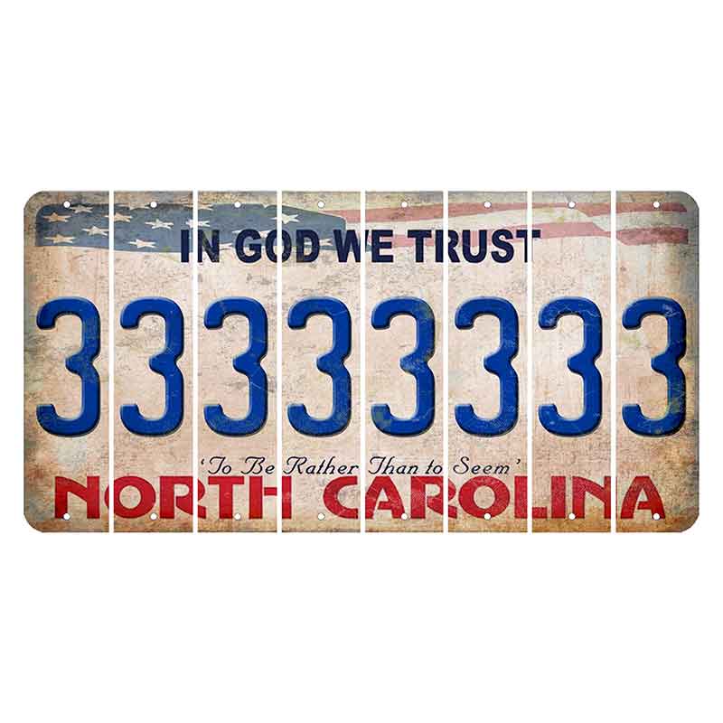 North Carolina In God We Trust Cut License Plate Strips (Set of 8) 3