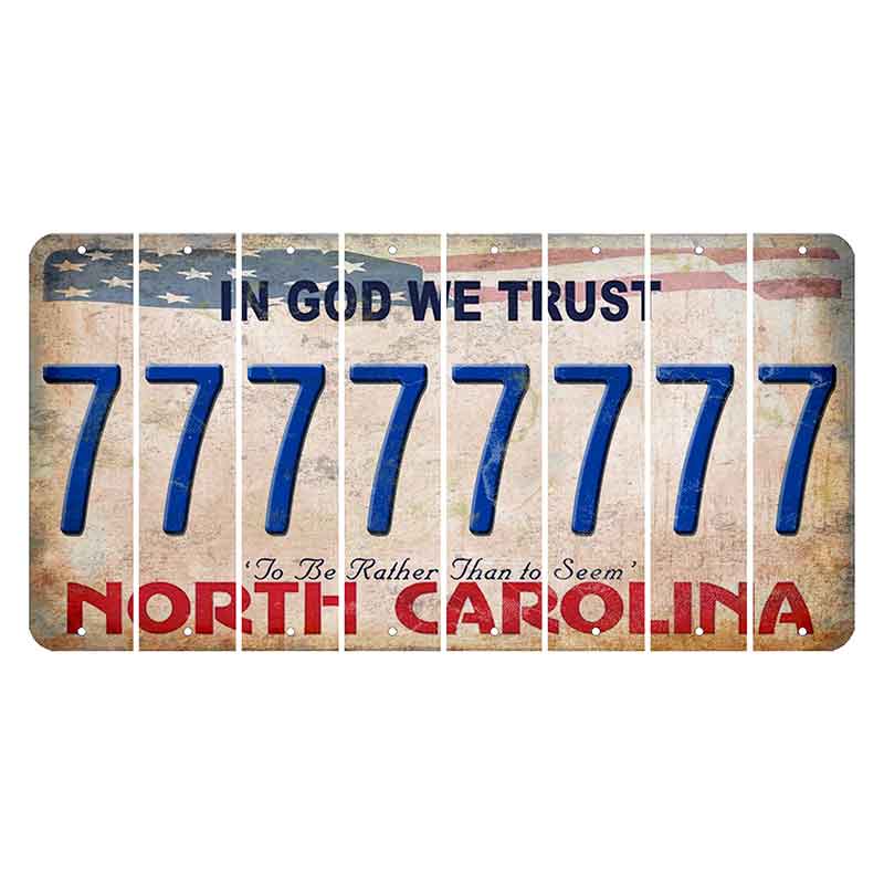 North Carolina In God We Trust Cut License Plate Strips (Set of 8) 7