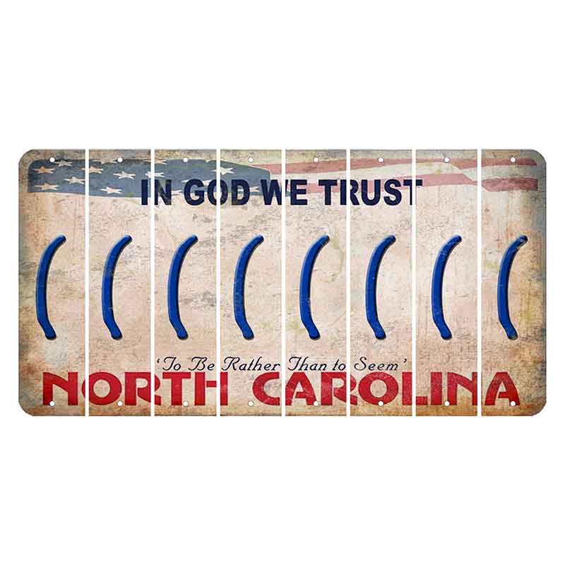 North Carolina In God We Trust Cut License Plate Strips (Set of 8) Parenthesis - Left