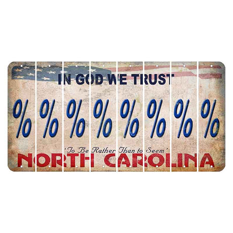 North Carolina In God We Trust Cut License Plate Strips (Set of 8) Percent Sign