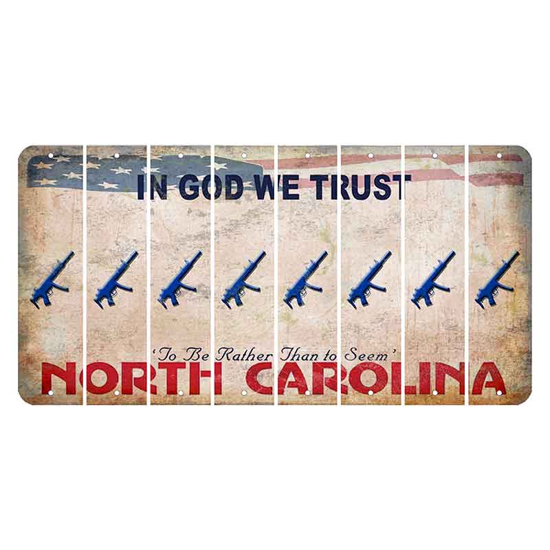 North Carolina In God We Trust Cut License Plate Strips (Set of 8) Submachine Gun