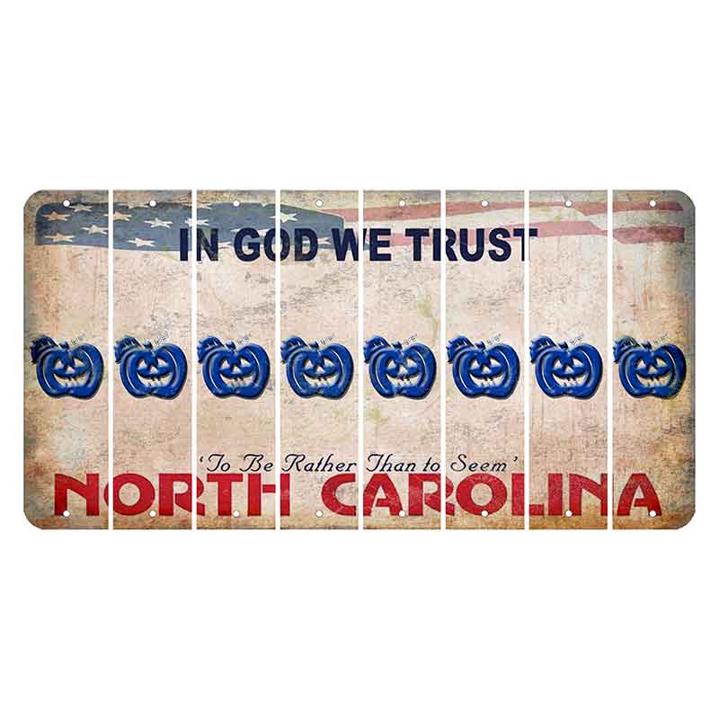 North Carolina In God We Trust Cut License Plate Strips (Set of 8) Pumpkin