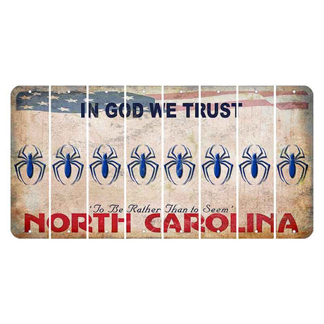 North Carolina In God We Trust Cut License Plate Strips (Set of 8) Spider