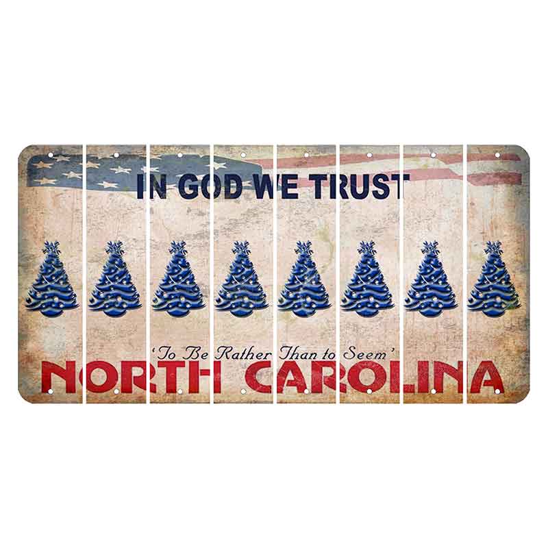 North Carolina In God We Trust Cut License Plate Strips (Set of 8) Christmas Tree