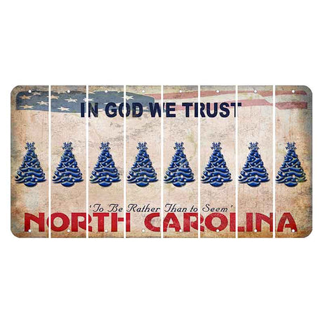 North Carolina In God We Trust Cut License Plate Strips (Set of 8) Christmas Tree