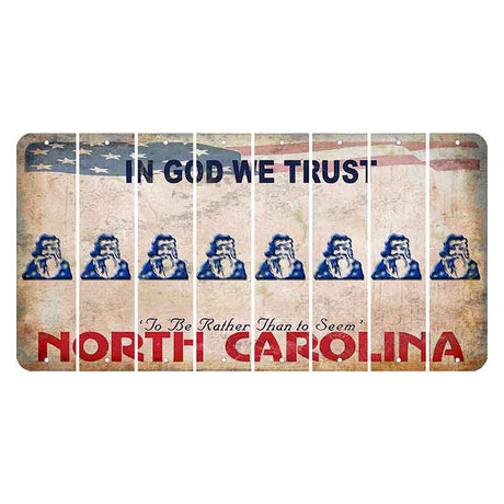 North Carolina In God We Trust Cut License Plate Strips (Set of 8) Santa Claus