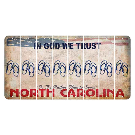 North Carolina In God We Trust Cut License Plate Strips (Set of 8) Flip Flops