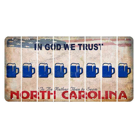 North Carolina In God We Trust Cut License Plate Strips (Set of 8) Beer Mug