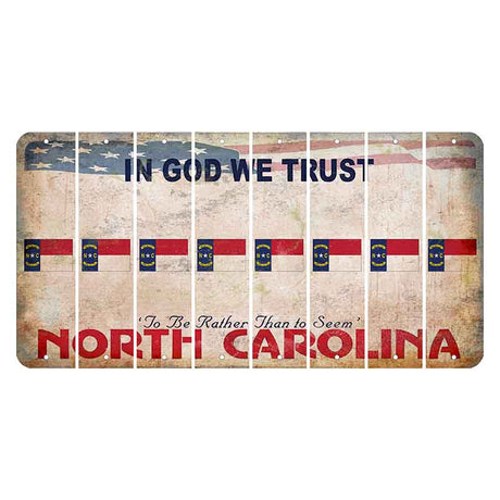 North Carolina In God We Trust Cut License Plate Strips (Set of 8) State Flag